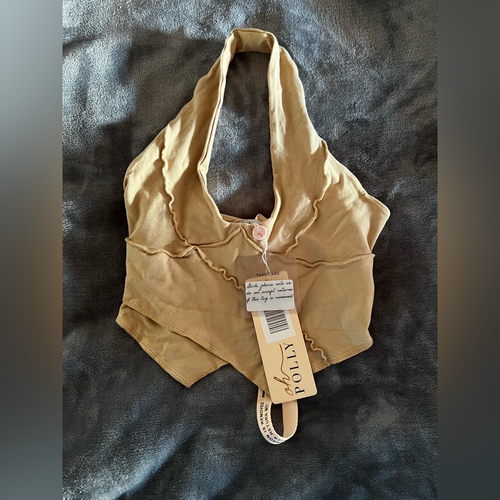Nude Cropped Halter Top